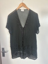 VINTAGE BEADED SHORT SLEEVE JACKET EVENING TOP CHARLOTTE HALTON