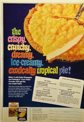 Dole Co Honolulu HI Best Ice Cream Pie Recipe Tropical Pineapple Print Ad 1969
