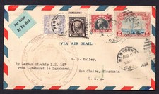 US 1929 GRAF ZEPPELIN ROUND THE WORLD FLIGHT TO EAU CLAIRE, WISCONSIN FRANKED