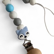 Blue White Fox Binky Pacifier Binky Clip Baby Shower Gifts