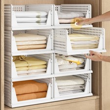 Pinkpum 5 Pack Stackable Plastic Storage Closet Organizers 5 L, White