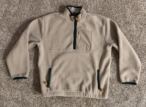 GAP Fleece Jacket Mens XXL Cream 1/4 Zip Pullover Pockets Sherpa Winter - product listing photo