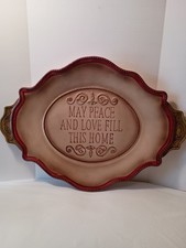 Vintage Blessing Serving Platter Scalloped Edges 18x13 May Peace And Love 