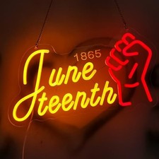 Juneteenth Neon Sign, June 19th 1865 LED Neon Light Signs, Memorial Day for