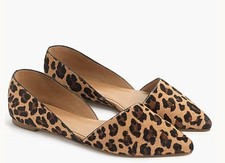 J. Crew Factory Calf Hair Zoe D'Orsay Leather Leopard Cheetah Flats- Size 6.5
