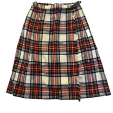 Vintage Laird Portch Of Scotland Pleated Kilted Skirt Size S Red Tartan Plaid