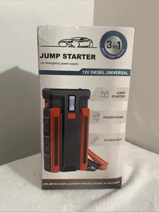 3-in-1 Universal 12V Diesel Car Jump Starter Power Bank Flashlight - Brand New