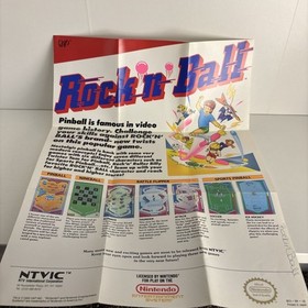 Rock 'n' Ball Nintendo Nes Game Complete Game, Manual & Poster rockin *Read