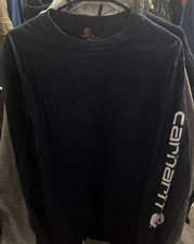 Carhartt Loose Fit Heavyweight Long-Sleeve Logo Blue Graphic T-Shirt size Medium