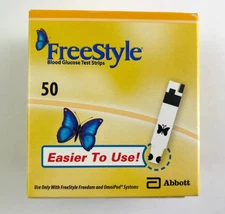 Freestyle Blood Glucose Test Strips, 50 Count, Exp 01/31/2026