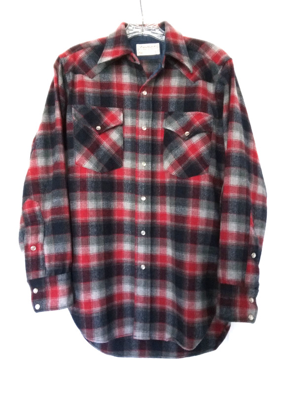 VTG Pendleton High Grade Western Wear Red / Blue Wool Snap Flannel Shirt Men's S