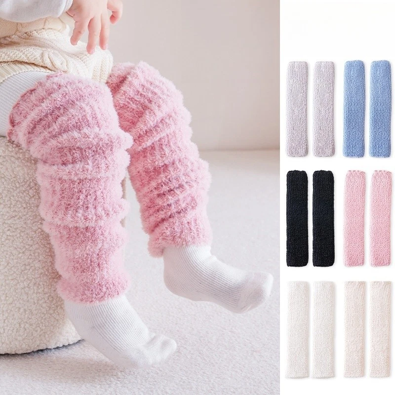 Bebé Infante Niños Niñas Terciopelo Felpa Invierno Cálido Grueso Calentador de Piernas Protección de Rodilla Foto 2 de 4