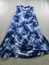Fortune + Ivy Dress Womens 1X Blue Tie Dye Sleeveless Swing A Line Knit