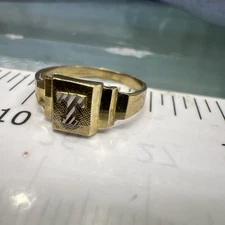 INITIAL "T” BABY KID'S RING 10K YELLOW GOLD - New Size 2 New Born Great Gift
