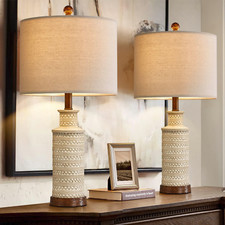 BOBOMOMO 24'' Farmhouse Table Lamp Set of 2 for Bedroom Living Room Vintage Rust