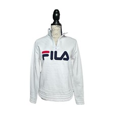 Fila Womens 1/4 Zip Pullover - White - Size L
