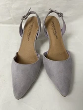 Christian Siriano For Payless Heels Pointed Toe Faux Suede Purple Strap Sz 6.5US