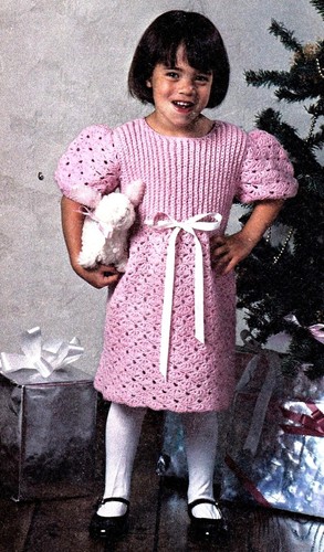VINTAGE Child's Puff Sleeve Dress/Crochet Pattern INSTRUCTIONS ONLY