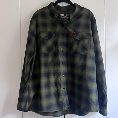 Dixxon 2XL XXL Green Black Snap Flannel LONE WOLF Workwear Shirt Streetwear