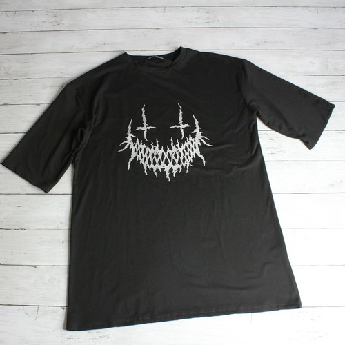 Scary Haunted Face Black Gray Tee | eBay