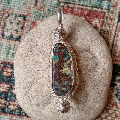 Boulder Opal Pendant 925 Silver New 2 in x 0.6 in Multicolor Nature Japan Import