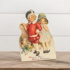 Ragon House 12" WISHING YOU MERRY CHRISTMAS Victorian Kids Dummy Board Figure