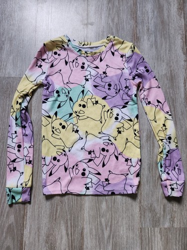 Pikachu Pajama Long Sleeve Soft Top (Sz 8) Pokémon Theme Green Pink Yellow White