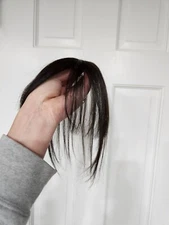 NEW HUMAN HAIR FRINGE FLAIR HAIR TOPPER CLIP IN TOPPER With BANGS Dark