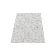 2' x 2'10" Ivory HiLow Modern Textured Wool Hand Knotted Mat Oriental Rug R66159