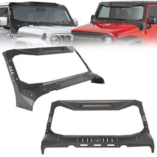 Madmax Windshield Frame Cover Visor Cowl Armor w/ LED For Jeep Wrangler JK JL JT