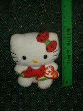 Ty Beanie  HELLO KITTY  WATERMELLON  6" tall  MWMT Retired  HTF