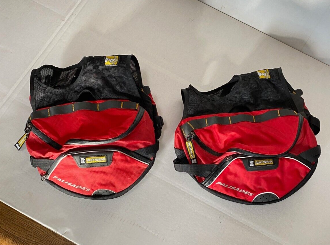 RuffWear Palisades Pack Saddle Bag Red Dog Backpack Hiking Medium