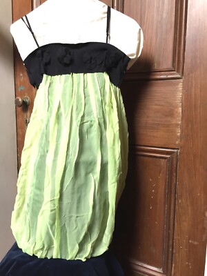 Frankie Morello Silk Designer Short  spaghetti strap  Dress  X Small lime green