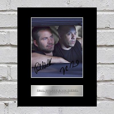 Paul Walker und Vin Diesel signiertes montiertes Foto Display Fast and Furious