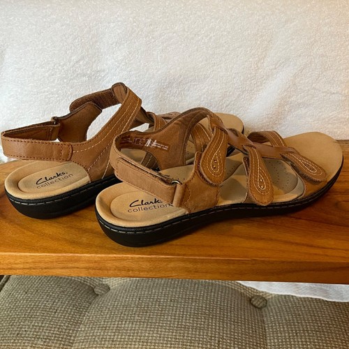 Clarks Collection Laurieann Vine Sandals Women’s Size 9.5 Wide Dark Tan