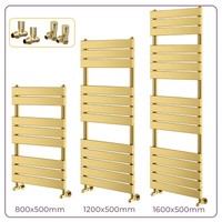 Towel Rail Brushed Gold Bathroom Radiator Heated Ladder Rail Flat Panel 3 Sizes