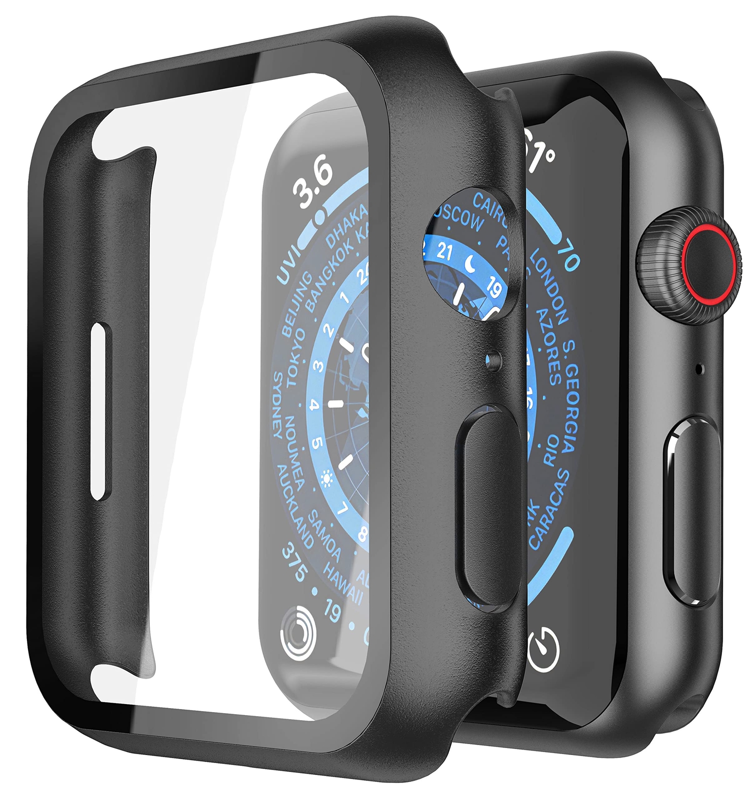 2 Stück Schwarze PC-Компьютерный компьютер для Apple Watch серии 8, серия 7 45...
