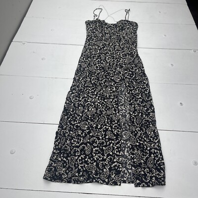 Zara Black Paisley Printed Chain Strap Open Back MIDI Dress Women's Size  Medium | eBay