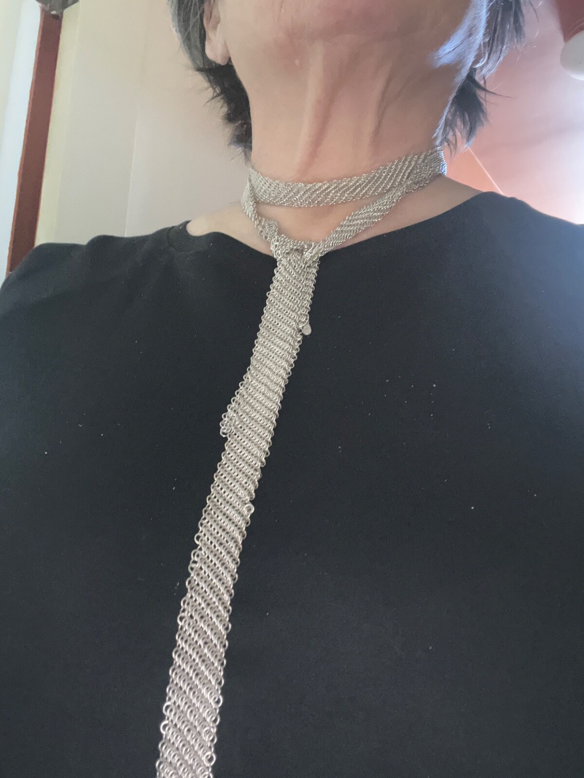Tiffany Co Elsa Peretti Vintage Sterling Silver Mesh Scarf Necklace