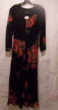 Vintage Carole Little Long Black Dress Red Floral Size 10 NWT