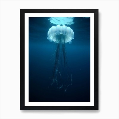 Upside Down Jellyfish Ocean Realist Framed Wall Art Poster Canvas Print Picture