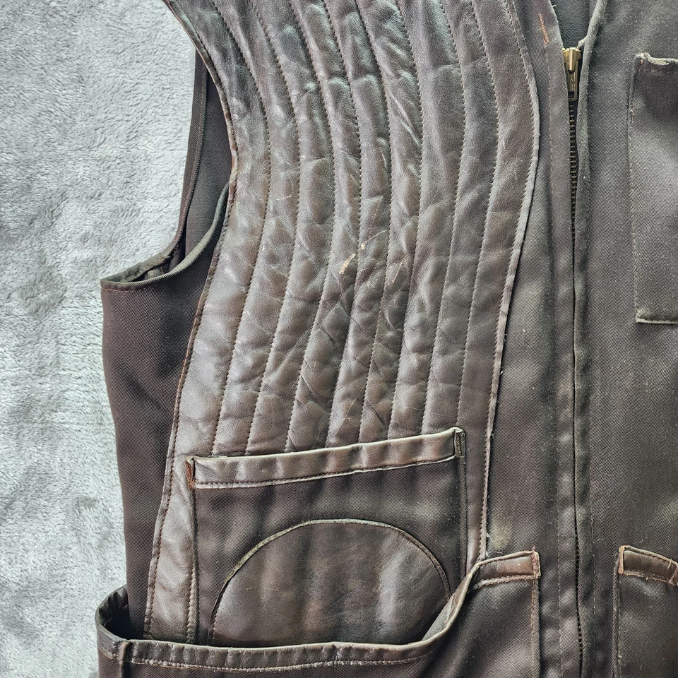 Vintage Bob Allen Sportswear Shooting Vest Brown Quilted Shoulder Hunting Trap - Image 4 of 4