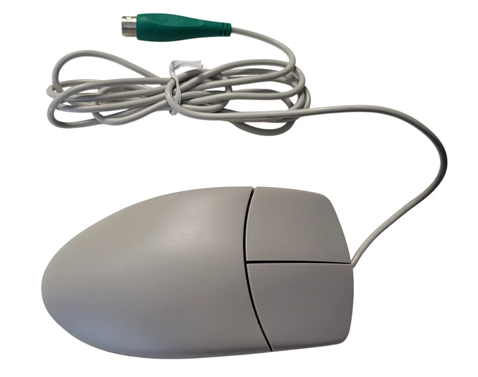 NEUE PS/2 Maus - Computermaus PS2 mit Kugel und zwei Tasten - Kugelmaus in grau