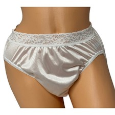 ViNTaGe Hanes White Shiny Nylon Granny Sissy Hi-Cut Briefs Panties Sz 8