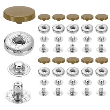 20 Set Snap Fasteners, 15mm #831 Zinc Alloy Press Studs Buttons, Light Brown