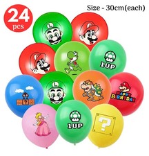 24Pc Super Mario Balloons 12" Mario Latex balloon kids birthday party decoration
