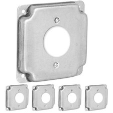 5 Pack Single Receptacle Electrical Box Cover 4" Square Galvanized Steel, 1/
