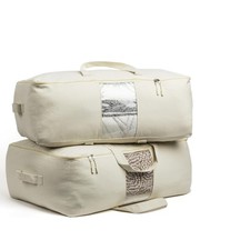 Soft Canvas Storage Bags with Zipper. Thick Breathable, 2pc 2 Pack, Beige