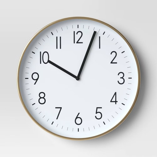 19" Plastic Mirrored Wall Clock Brass - Threshold: Contemporary Round