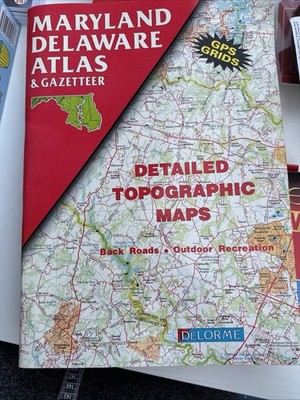 MARYLAND DELAWARE Atlas & Gazetteer DeLorme Topo Maps - GPS Grids Parks VG+